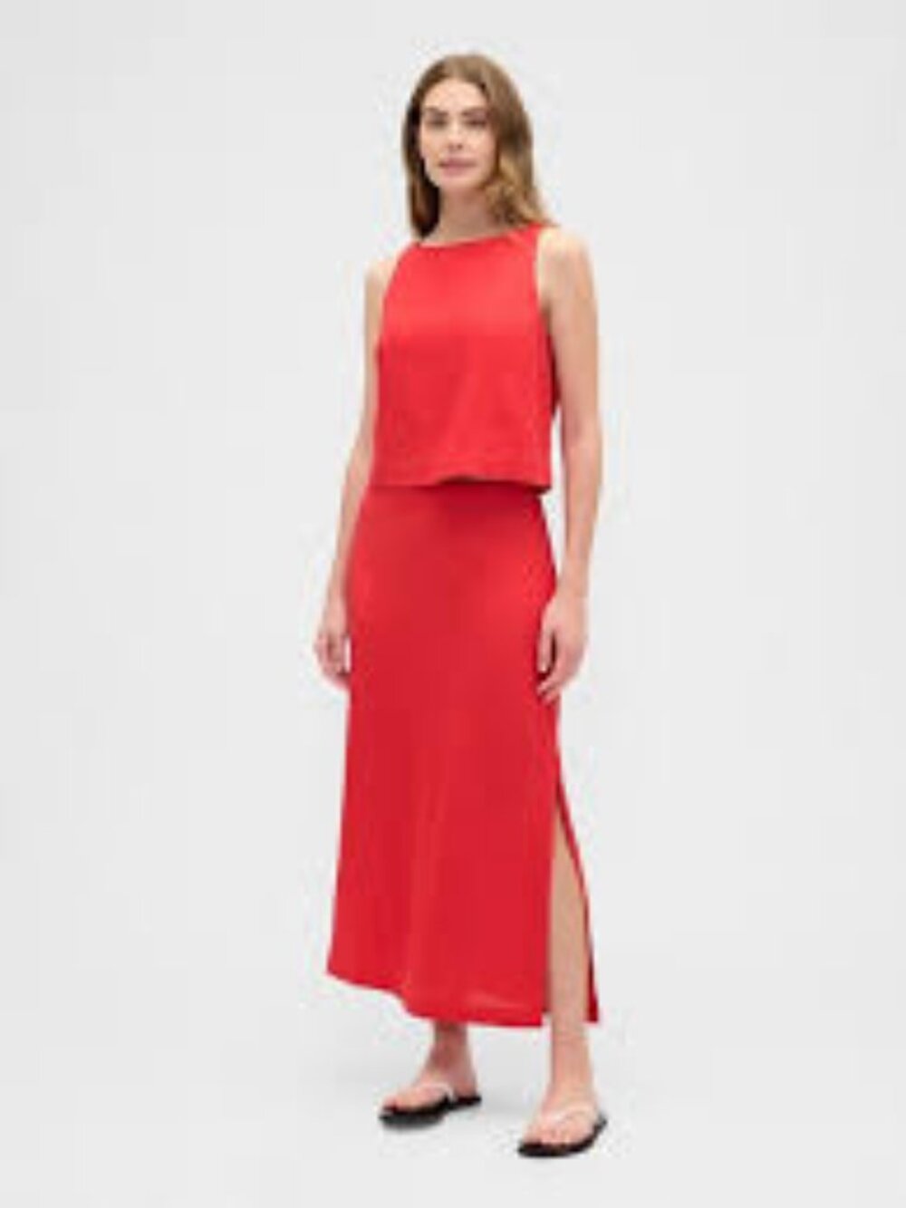 GAP Red Sleeveless Linen Blend Skirt Set XS
